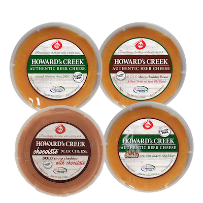 The four flavors of Howard's Creek Beer Cheeses.